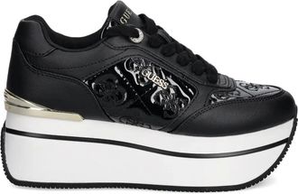 Guess Co embossed platform sneakers - women - Calf Leather/Calf Leather/Rubber - 37 - Black