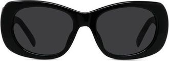 Givenchy 53mm Geometric Sunglasses in Shiny Black /Smoke at Nordstrom