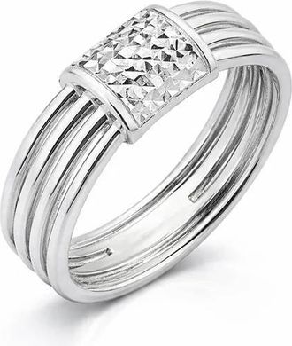 Gold & Honey Womens Diamond Cut Station Ring In Silver