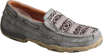 Twisted X Boots Womens Slip On Driving Moccasins In Black And Grey Aztec
