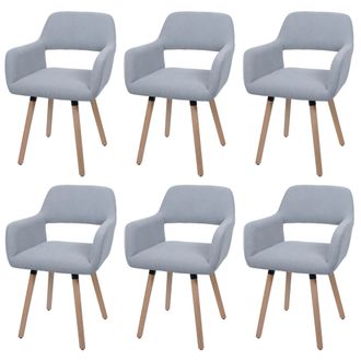 Hhg Hhg - Juego De 6 Silla De Comedor 878 Ii, Silla Silla De Cocina Silla Tapizada, Madera Tejido/cord&oacute;n Textil (400g/m&sup2;) Mvg, Gris Claro