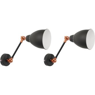 Beliani Conjunto De 2 L&aacute;mparas De Pared Con Brazo Oscilante De Metal Gris Grafito Dise&ntilde;o Moderno Mississippi M