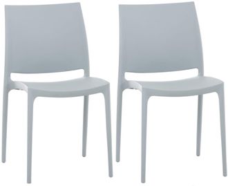 Clp Set de 2 sillas robustas apilables en Pl&aacute;stico Gris claro
