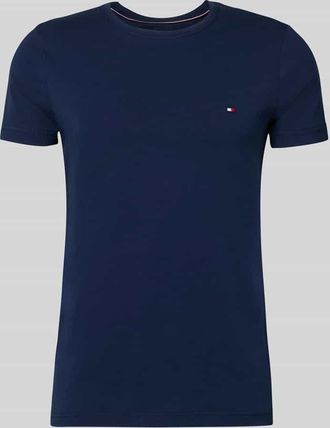 Tommy Hilfiger Slim Fit T-Shirt aus Baumwoll-Mix in Marine, Gr&ouml;&szlig;e XXL