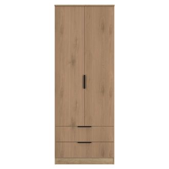 Welcome Furniture Alaska Ready Assembled 2 Door 2 Drawer Wardrobe in Slat Effect & Nebraska Oak - Welcome Furniture | TJ Hughes