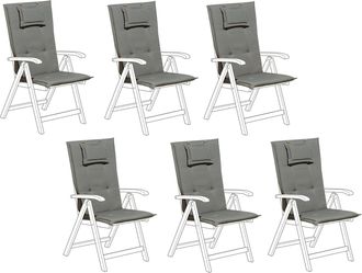 Beliani Beliani - Conjunto De 6 Cojines Para Silla De Jard&iacute;n Gris Asiento Respaldo Comodidad Descanso Java/amantea