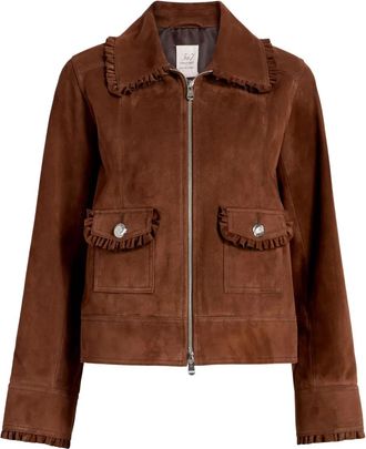 Cinq à Sept Sybil ruffled-suede jacket - women - Goat Skin - M - Brown