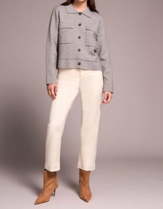 Tribal Collared Sweater Cardigan In Grey Mix