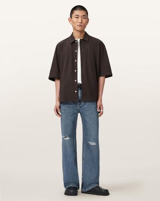 AllSaints Cotton Stallone Oversized Short Sleeve Shirt, Size: XXL