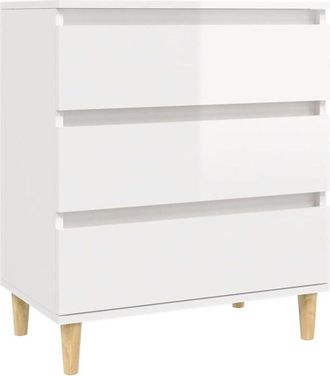 vidaXL Vidaxl - Aparador de madera contrachapada blanco brillante 60x35x70 cm