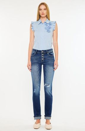 Kancan Eternity Mid Rise Slim Straight Leg Jeans in Dark Wash at Nordstrom, Size 28