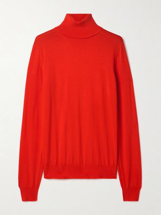 The Row Pullover A Collo Alto In Jersey Di Lana Heva - Rosso