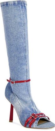 Azalea Wang Emra Denim Knee High Boot at Nordstrom, Size 8.5