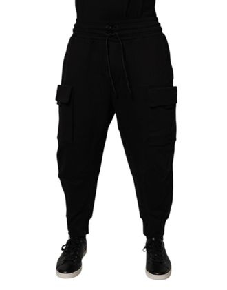 Dolce & Gabbana Black Cotton Men Cargo Jogger Sweatpants Pants Nylon