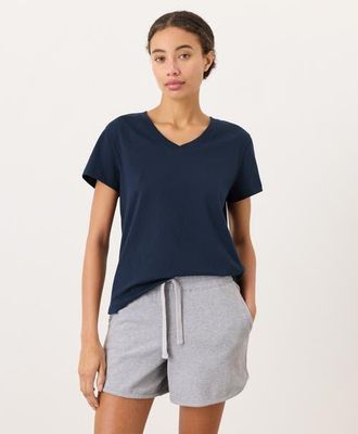 Pact Organic Cotton Womens Softspun Essential V-Neck Tee in Navy at Nordstrom, Size Xx-Large