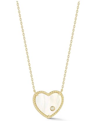 Glaze Jewelry 14K Over Silver Mother Of Pearl Cz Necklace