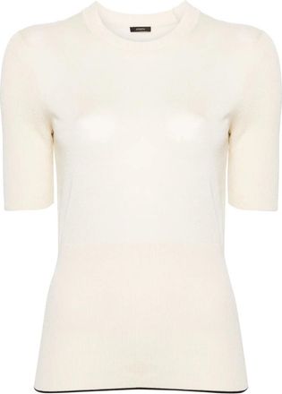 Joseph Casual Beige T-shirt met Korte Mouwen - Dames - Ronde hals truien - Beige - XL - Katoen - Truien & Vesten