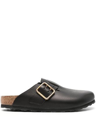 Birkenstock Boston Bold leren slippers - Zwart