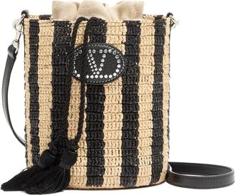 Valentino Garavani Kleine Gestreepte Raffia Bucket Bag - Dames - Schoudertassen - Veelkleurig - ONE Size - Tassen