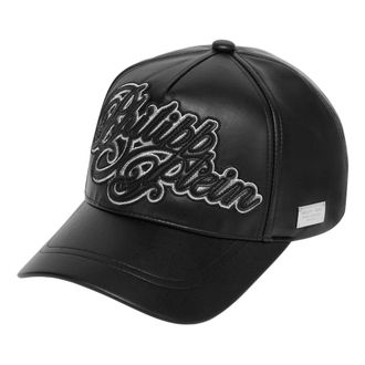 Philipp Plein Eco Leather Cap Signature - Heren - Petten - Zwart - ONE Size - Katoen - Accessoires