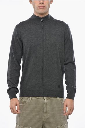 Corneliani Mock Neck Virgin Wool Sweater with Front Zip size 54