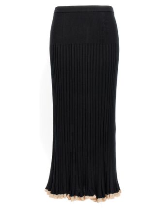 Proenza Schouler Black Silk Midi Womens Skirt