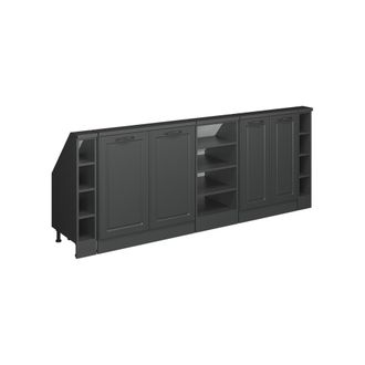 Vicco Armario De Cocina Para Techo Inclinado R-line, Antracita Casa De Campo/antracita, 210 Cm Lote De 5, Vicco