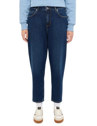 Mustang Mom-Jeans MUSTANG Damen Style Charlotte Tapered, Damen, Gr. 26, L&auml;nge 32, 801 blau, Denim/Jeans, 98% Baumwolle, 2% Elasthan, bequem, Jeans Mom-Jeans