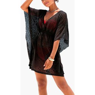 Lascana Womens Flowy Lace Cover Up in Black at Nordstrom, Size 12
