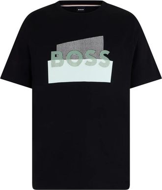 HUGO BOSS Katoenen T-shirt met print - Heren - T-shirts - Zwart - XS - Katoen - Tops