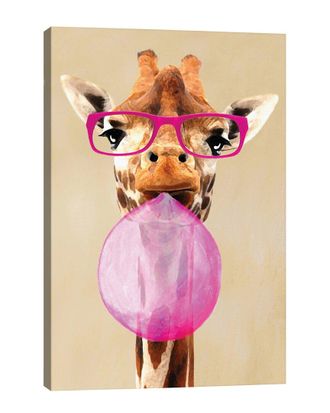 iCanvas Icanvas Clever Giraffe With Bubblegum Wall Art By Coco De Paris