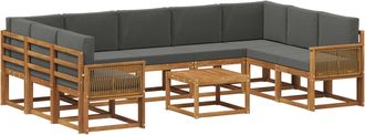 vidaXL Conjunto De Sof&aacute;s De Exterior 10 Uds. Natural Y Antracita Vidaxl
