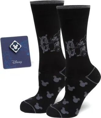 Cufflinks Inc. Mickey Mouse Steamboat Willie Socks & Lapel Pin Gift Set in Black Multi at Nordstrom, Size 10-13