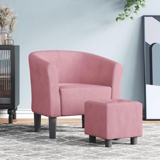 vidaXL Sill&oacute;n Con Taburete Terciopelo Rosa Vidaxl