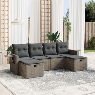 vidaXL Set De Muebles De Jard&iacute;n 6 Pzas Y Cojines Rat&aacute;n Sint&eacute;tico Gris Vidaxl