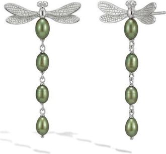 Awe Inspired Metamorphic Damselfly Freshwater Pearl Earrings in 925 Sterling Silver at Nordstrom