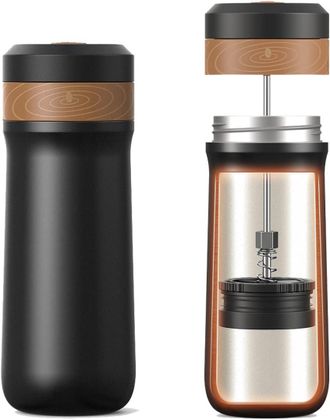 OEM Cafetera De &Eacute;mbolo Port&aacute;til, Cafetera De Viaje, Taza De Caf&eacute; De Acero Inoxidable, 340,2 Ml (12 Oz), Ideal Para Acampar Y Viajar