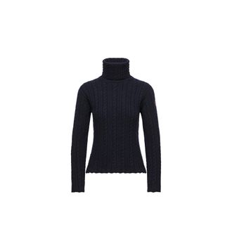 Moncler Moncler Cable Knit Wool Blend Turtleneck, Women, Blue, Size: L