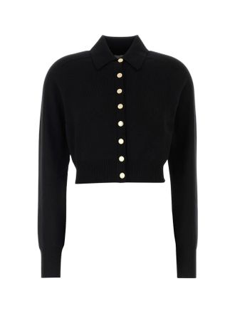 Sportmax Cropped Gold Button Polo Collar Cardigan