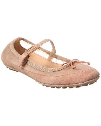 Fendi Fendi Baguette Suede & Mesh Ballet Flat