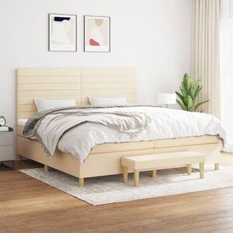 vidaXL Vidaxl - Cama Box Spring Con Colch&oacute;n Tela Color Crema 200x200 Cm