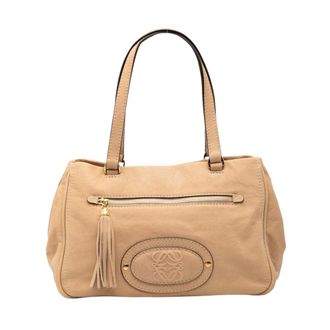 Loewe Pre-owned Leren Tote Bag - Dames - Vintage Shopper - Beige - ONE Size - Leer - Vintage