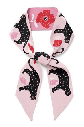 Centinelle Poppy Polka Cat Twilly Ribbon Scarf in Red at Nordstrom