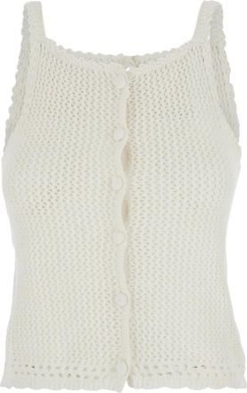 Dunst Crochet Bustier Knit Top - Dames - Tops zonder mouwen - Wit - M - Katoen - Tops