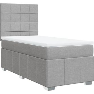 vidaXL Cama Box Spring Con Colch&oacute;n Tela Gris Claro 90x200 Cm Vidaxl