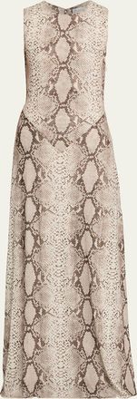 Ronny Kobo Uzina Sleeveless Python-Print Maxi Dress