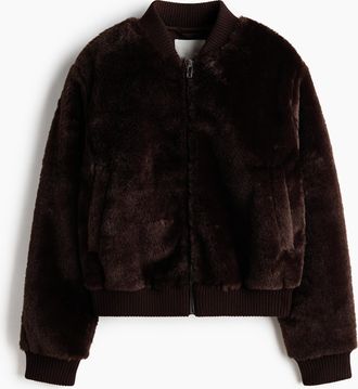 H&M Pilotenjacke aus Teddyfleece - Brown