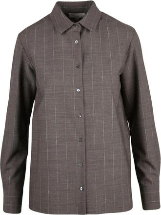 Antonelli Antonelli shirt - Dames - Overhemden - Bruin - 2XS - Wol - Overhemden