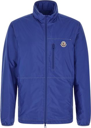 Moncler Blue Solid Mandarin Collar Jacket