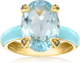 Ross-Simons Sky Blue Topaz Ring With Swiss Blue Topaz and Pastel Blue Enamel in 18kt Gold Over Sterling